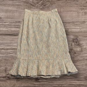 Vanessa Riley London Peplum Skirt Multicolored Weave Gold MIDI Size 12 NEW NWT